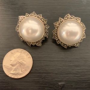 Vintage Judith Jack Pearl Earrings